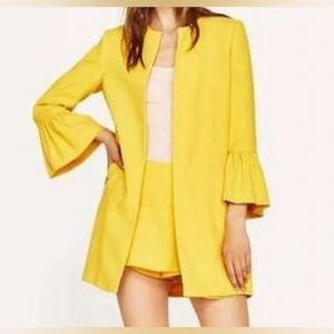 Zara | Lemon Yellow Bell 3/4 Sleeve Open Jacket Blazer size S
